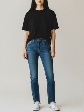 Frame Le High Skinny Jeans Dark Wash Size 24 Skinny Triangle Hem Sulham Denim